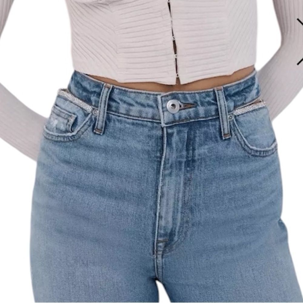 NWT Jonathan SIMKHAI Amelia Straight Leg Denim Jeans Size 31 Embellished - Picture 3 of 15
